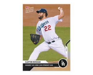 2020 TOPPS NOW #208 CLAYTON KERSHAW JOINS 2,500 STRIKEOUT CLUB - Picture 1 of 2