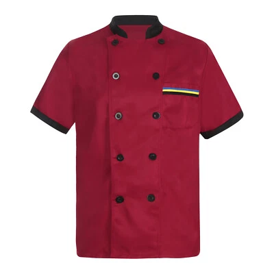 Hot Chef Coat Short Sleeve Chef Jacket Restaurant Kitchen Cooking Uniform Unisex - Image 1 of 4