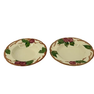 2-Franziskaner Apfel Rand Suppenschalen, USA Kalifornien, 8,5" Keramik 1940er Stempel - Bild 1 von 7