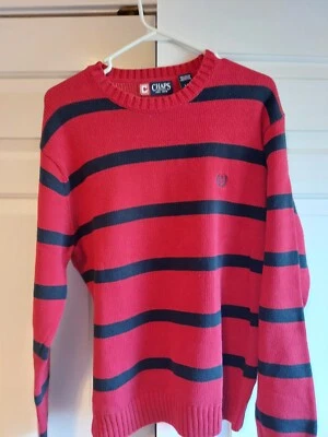 Chaps by Ralph Lauren Men's Red/Navy Blue Striped Sweater 100% Cotton Size L - Image 1 of 3