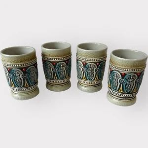 Juego de 4 tazas de cerveza vintage GERZ Alemania tazas piedras cerámica colorida - Imagen 1 de 13