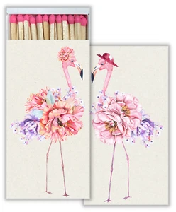 Flamingo Flowers Set of 2 Large Matchboxes with Wooden Matches - Picture 1 of 2