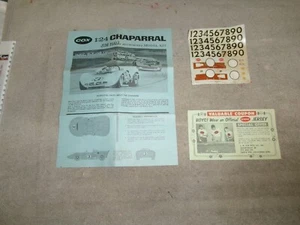 VINT ORG COX 1/24 CHAPARRAL MODEL KIT INSTRUCTIONS, PAPERWORK, DECALS LOT - Picture 1 of 4