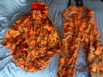 Woolrich Orange Fall Camo Suit Hunting Suit Mens Size M Pants And XXl Jacket - Image 1 of 4