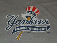 SCRANTON WILKES BARRE YANKEES SHIRT MENS MEDIUM RAILRIDERS GRAY CHAMPION 2007