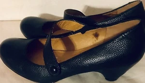 Ciao Bella Women’s 9 Black Leather Mary Jane Classic Block Heel Pump Shoe - Picture 1 of 12