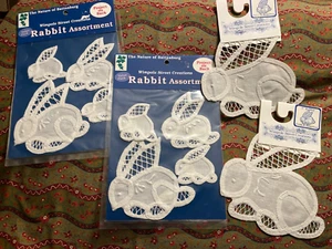 Lot of 10 Vintage Bunny Rabbits Battenburg Lace Wimpole Street Creations 1990s - Picture 1 of 3