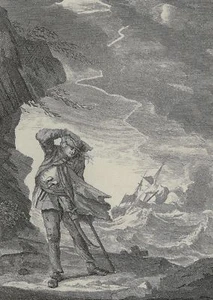 Notorious Pirate Edward "Ned" Low in Storm. Neue Drucke von 18c s/w Gravur. - Bild 1 von 2