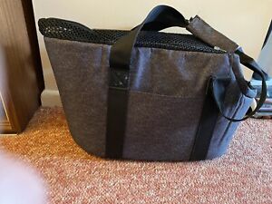 Toy Small breed dog puppy carry bag black zip head hole over shoulder handle chi