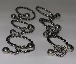 Napkin Ring Rings Set Silver Simple Classic Twists w/Ball Ends - Picture 1 of 2