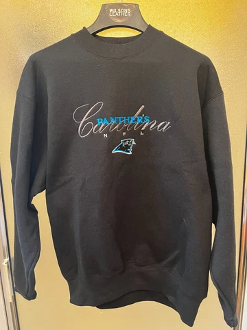 Vintage Carolina Panthers Embroidered Black Sweatshirt SZ L ***SHIPS FREE*** Cover