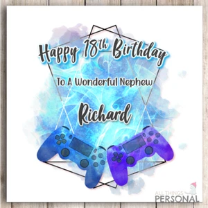 Boys Birthday Card Personalised Gaming Grandson Son Brother Nephew Gamer Teenage - Picture 1 of 9