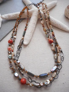 Silpada Sterling Silver 925 Sponge Coral Shell Seed Bead Necklace N1563 TS6335  - Picture 1 of 5