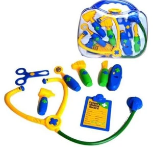 Deluxe Doctors Set Carry Case Nurde Child Toy Medical Kit Clear Kids Play Role - Picture 1 of 1