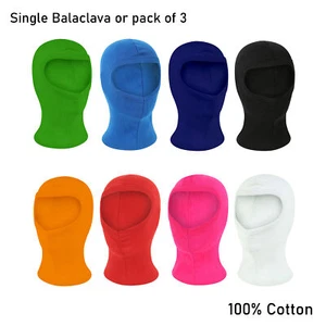 Cotton Balaclava one size uni sex Black Blue Red White Pink Green Navy Orange - Picture 1 of 26