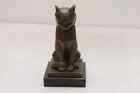 Persian Cat Bronze Figurine on Marble Base - Modernist Sphinx Figure Gift Idea