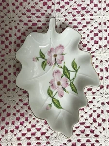 LEFTON CHINA Candy Dish Leaf 24k gold Trim. Stamped/Sticker #3534 Hand-Painted - Picture 1 of 5