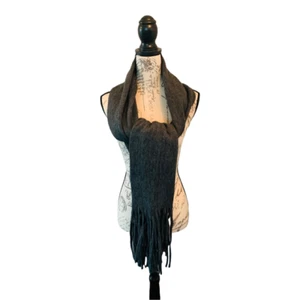 NWT Lucky Brand Solid Brushed Dark Gray Scarf w/Fringe MSRP $69 - Picture 1 of 6