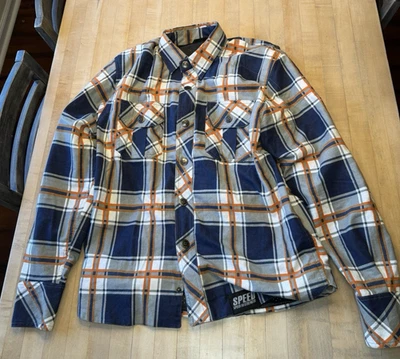 Speed & Strength Rust Redemption Armored Flannel Jacket MED Gray Navy CE2 Armor - Image 1 of 4