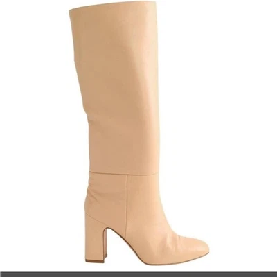 Stuart Weitzman Beige Cuero Talina Botas Altas Tacones Talla 5 Silencioso Lujo Foto 1 de 4