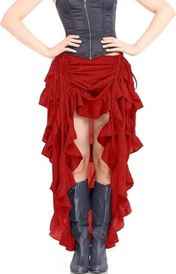 ThePirateDressing Women Steampunk Victorian High-Low Showgirl Skirt - Red - Image 1 of 4