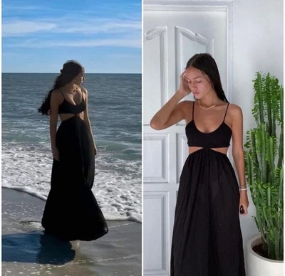 $158 INDAH 售罄 SMOCKED MAXI 连衣裙 REVOLVE BOHO CULT GAIA 海滩度假 XS — 第 1/4 张图片