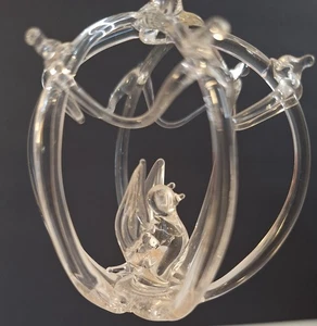 Vintage Bird Cage 2" Blown Spun Clear Glass Christmas Ornament - Picture 1 of 5