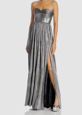BRONX AND BANCO Women's Silver Florence Metallic Strapless Gown Dress Size M - Image 1 of 3