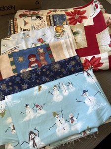 Christmas & Holiday Cotton Fabric Lot Quilting and Crafting Mater - Picture 1 of 11
