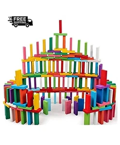 120 Pcs Educational Wooden Building Blocks for Kids - Colorful Domino Set Gifts - Picture 1 of 10