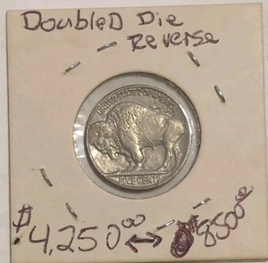 1935 Buffalo Nickel 5c US Genuine Full Horn Double Die Reverse Coin Very Rare! - Picture 1 of 4