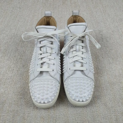 Christian Louboutin Stud Spike Sneakers Men US 10 EU 43 White Leather Shoes - Image 1 of 4