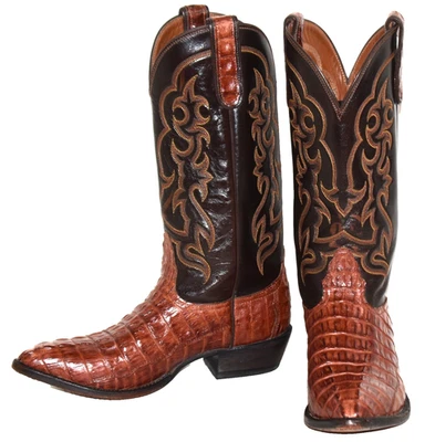 Botas Nocona Marrón Caimán/Caimán Corte Espalda Usadas en Excelente Condición Para Hombre Talla 8C (Estrechas) $600 Foto 1 de 4