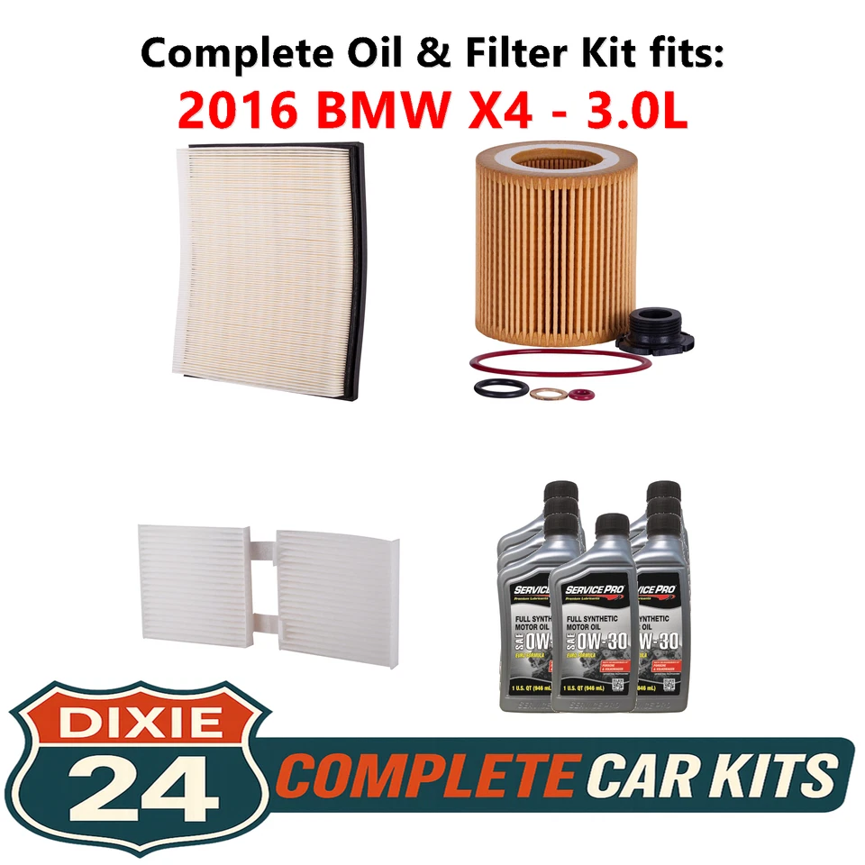 2016 BMW X4 3.0L Complete Oil, Air & Cabin Filter Kit (0W-30) Foto 1 de 4