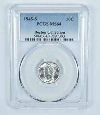 1945-S Mercury Dime Boston Collection MS64 PCGS Blue Label *5855 - Image 1 of 4