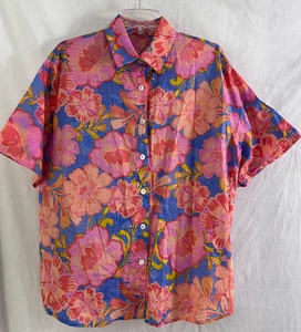 Blusa donna relaxed stampa floreale con bottoni olivacea taglia large - Foto 1 di 9