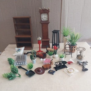 30 Pc  Dollhouse Miniatures  Wood Furniture  & Accessories 1:12 - Picture 1 of 15