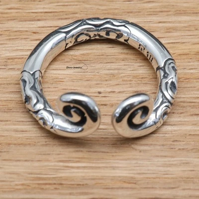 Pure 999 Fine Silver Ring Vintage 4mm Sun Wukong's Love Band Adjustable 6-8 - Image 1 of 4