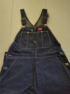 Vintage Dickies Denim Overalls Mens 36x30 Carpenter Bib Made In USA Jeans Blue - Picture 1 of 15
