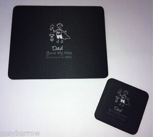 Dad Your My Hero Mouse Pad & Coaster Fathers Day Gift-BBQ