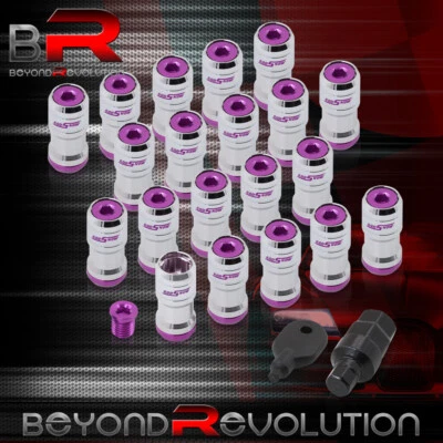 Godsnow JDM VIP Lug Nut Set M12 X 1.25mm Chrome Body Purple Trim 20 Pieces + Key - Image 1 of 3