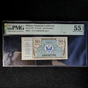 Military Payment Certificate PMG AU55 Series 472 50C First Printing S824-1 C0... - Picture 1 of 2