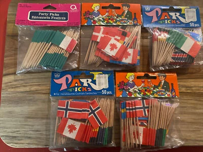 1960 DE COLECCIÓN BANDERA DEL REY DE Japón fiesta selección entremeses carne cupcake topper 250 Amscan Foto 1 de 4