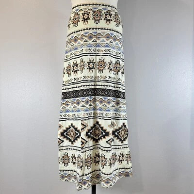 Maxi falda angie para mujer amarilla clara geométrica línea A azteca talla pequeña Foto 1 de 4