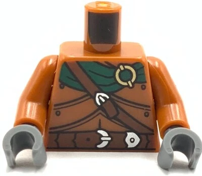 Lego New Dark Orange Minifigure Torso Armor Plates Green Scarf Gold Ring Castle - Image 1 of 2