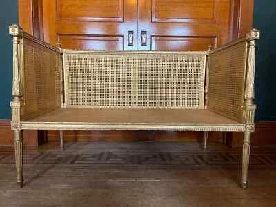 Stunning 19th Century Napoleon III Giltwood Settee Louis XVI - Image 1 of 4