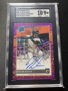 2020 DONRUSS OPTIC RATED ROOKIES SIGNATURES PINK VELOCITY #42 JAYLIN DAVIS SGC 9