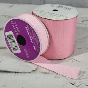 Vintage Pink Offray Ribbon 2 Sizes Lot of 2 Spools - Picture 1 of 8