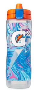 New Gatorade GX 30 OZ NON SLIP WATER BOTTLE WHITE & MARBLE BLUE HYDRATION - Picture 1 of 7