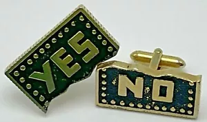 Gemelos vintage novedosos no sí para hombre día del padre tono dorado negro - Imagen 1 de 9